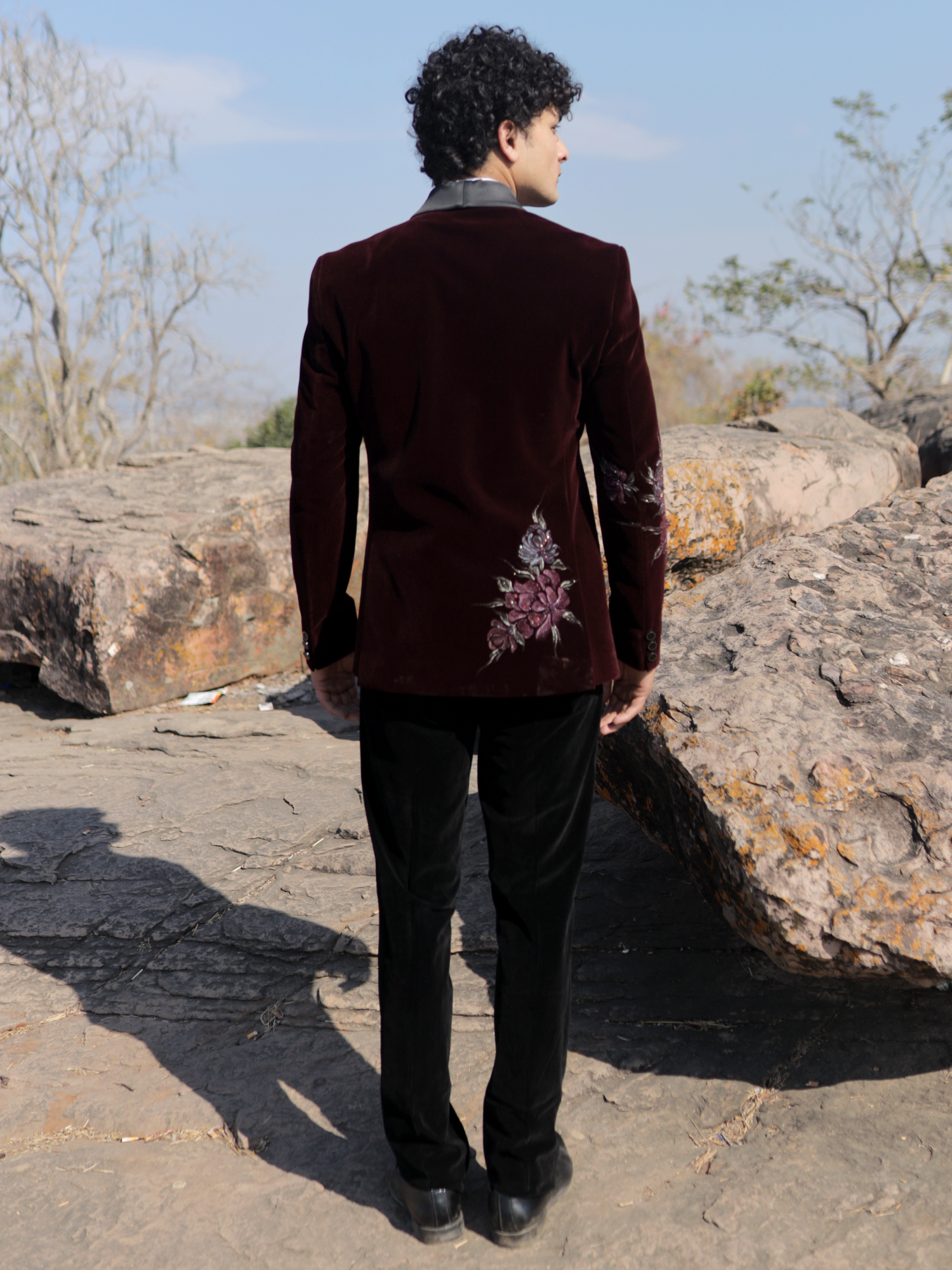 Maroon Regal Embroidered Tuxedo