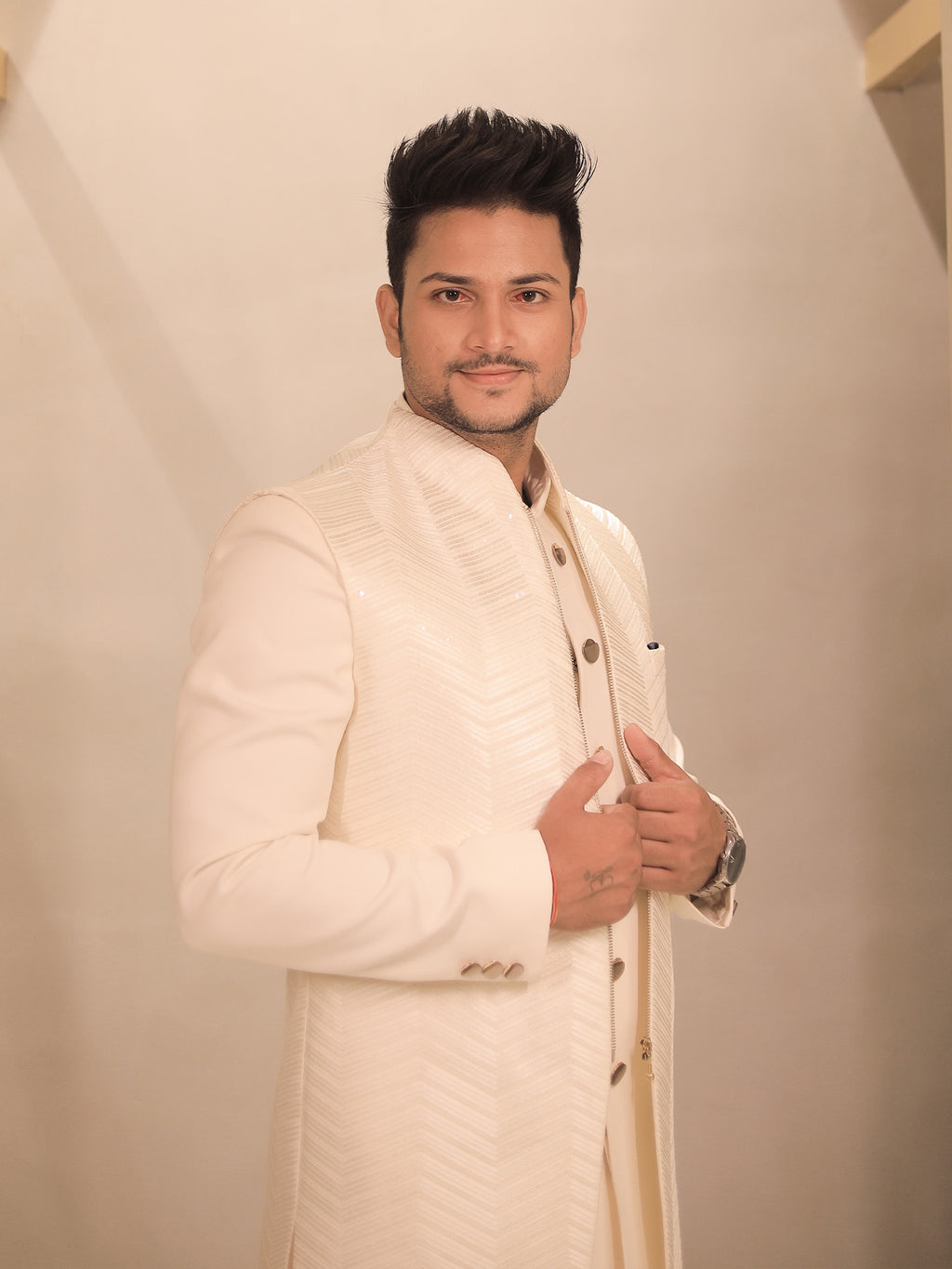 Arun Indo Off White Western Suit