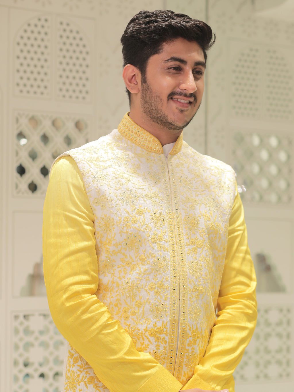 Mohit Yellow Shade Sherwani