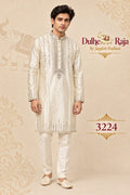 Ivory pearl work kurta set for groom - Dulhe Raja Bhopal design 3224