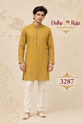 Mustard thread work kurta set - Dulhe Raja Bhopal design 3287