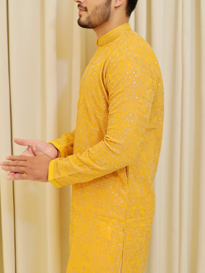 Golden Sunrise Heritage Kurta Set