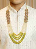 Emerald Medallion Mala with Golden Pearls