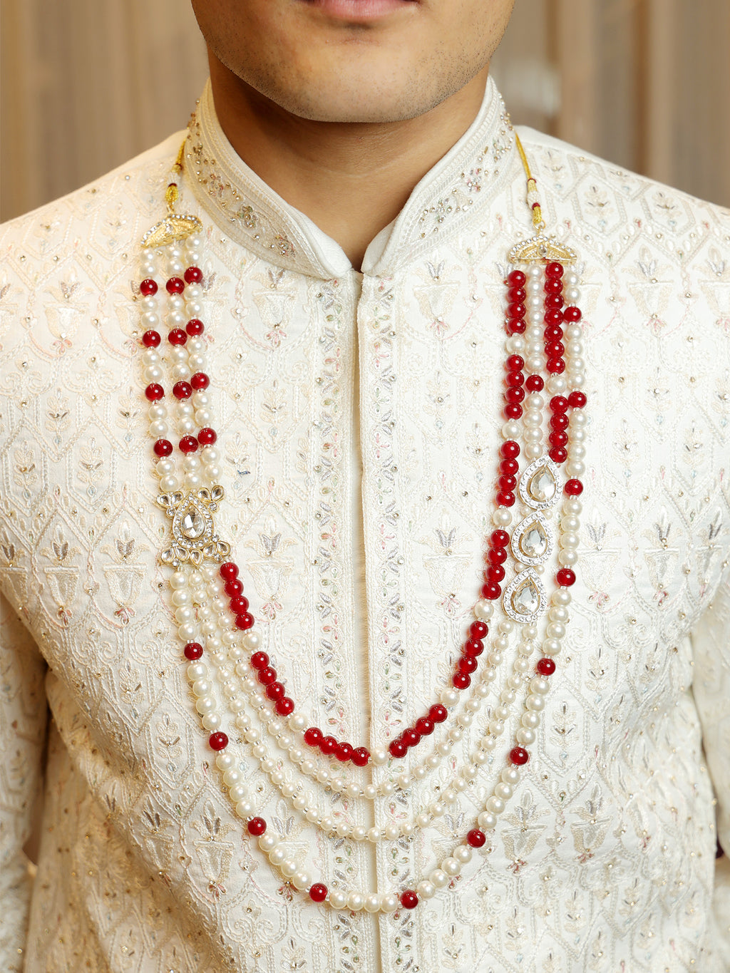 Crystalline Pearl Dance Mala with Ruby Highlights