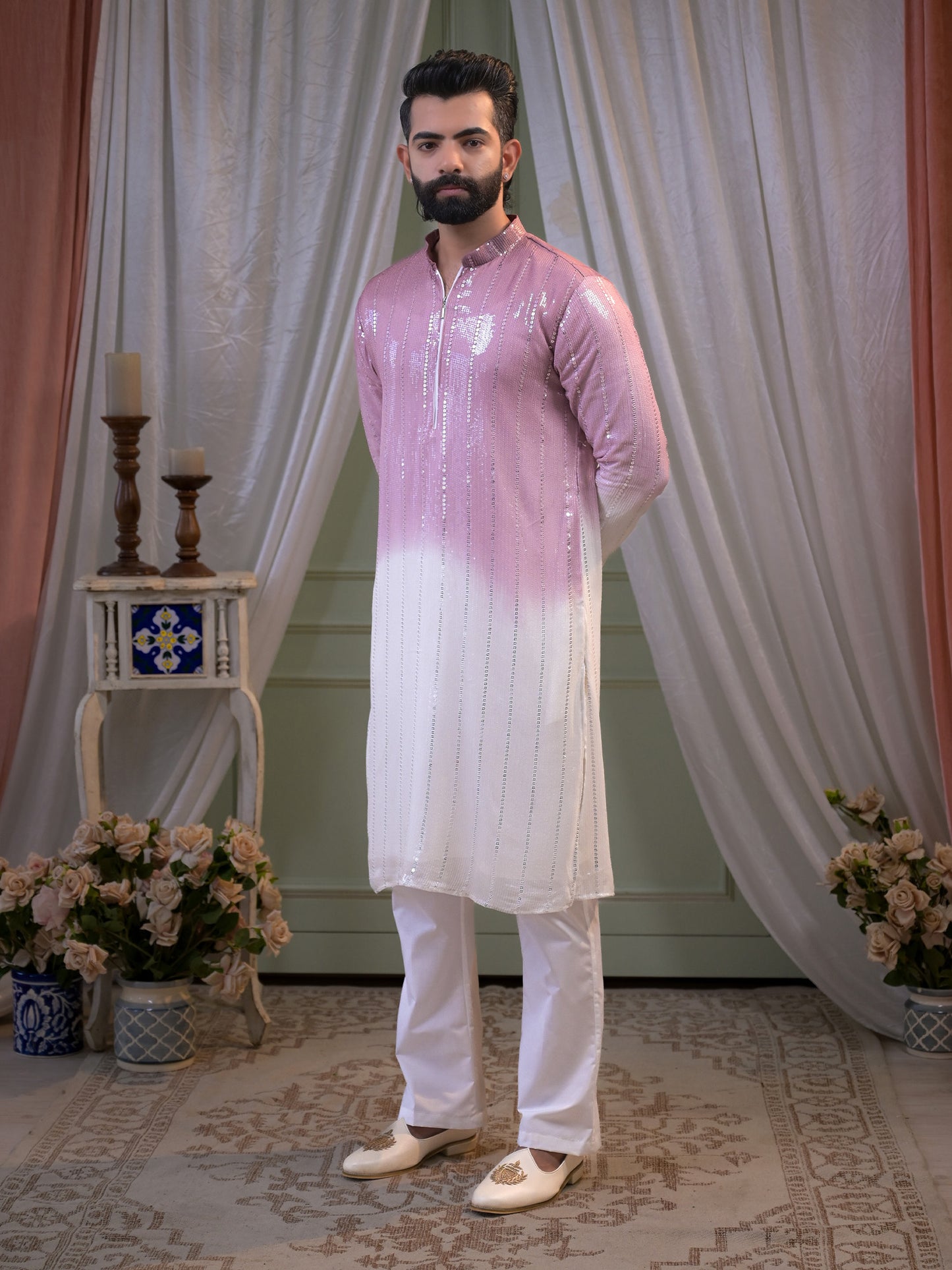Aarav's Blush Blossom Kurta Pajama