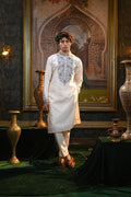 Grace Green Embroidery Off White Kurta Set