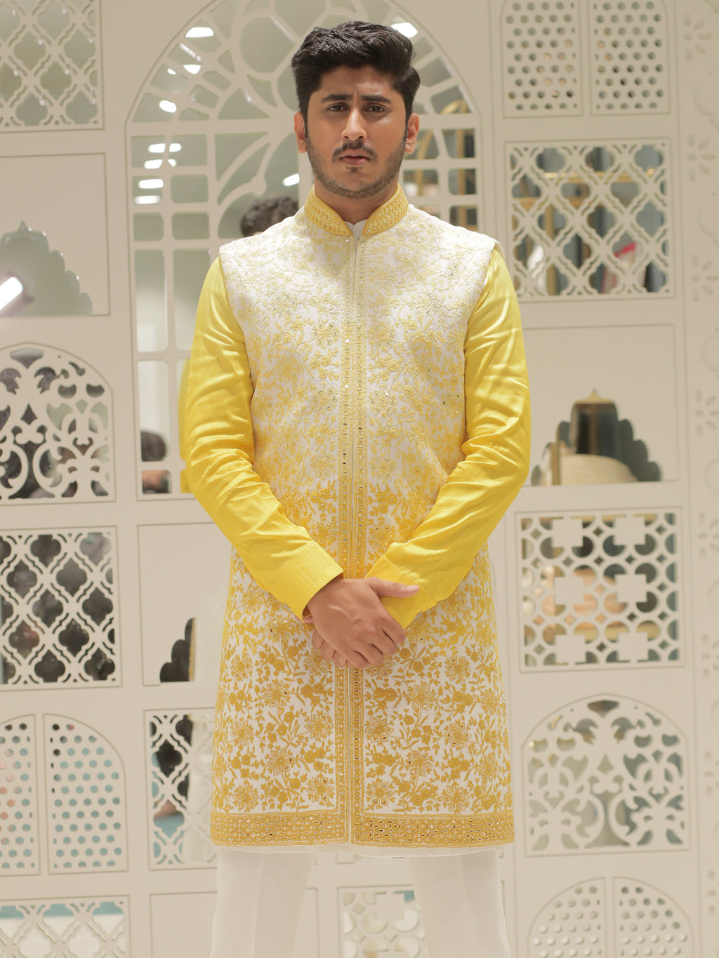 Mohit Yellow Shade Sherwani