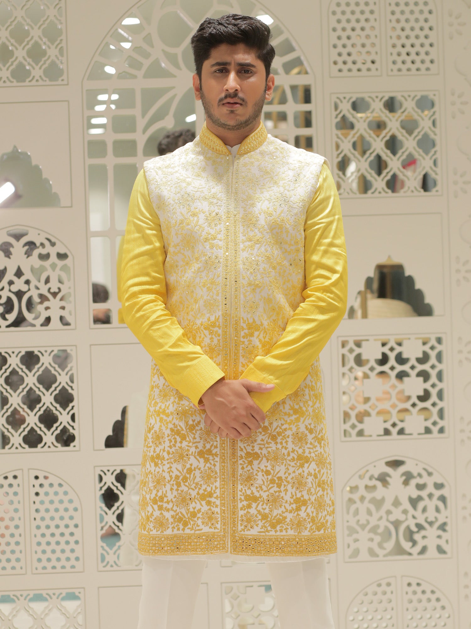 Mohit Yellow Shade Sherwani