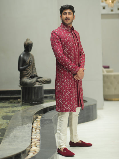 Vivek Indo Pastel Maroon Western Suit