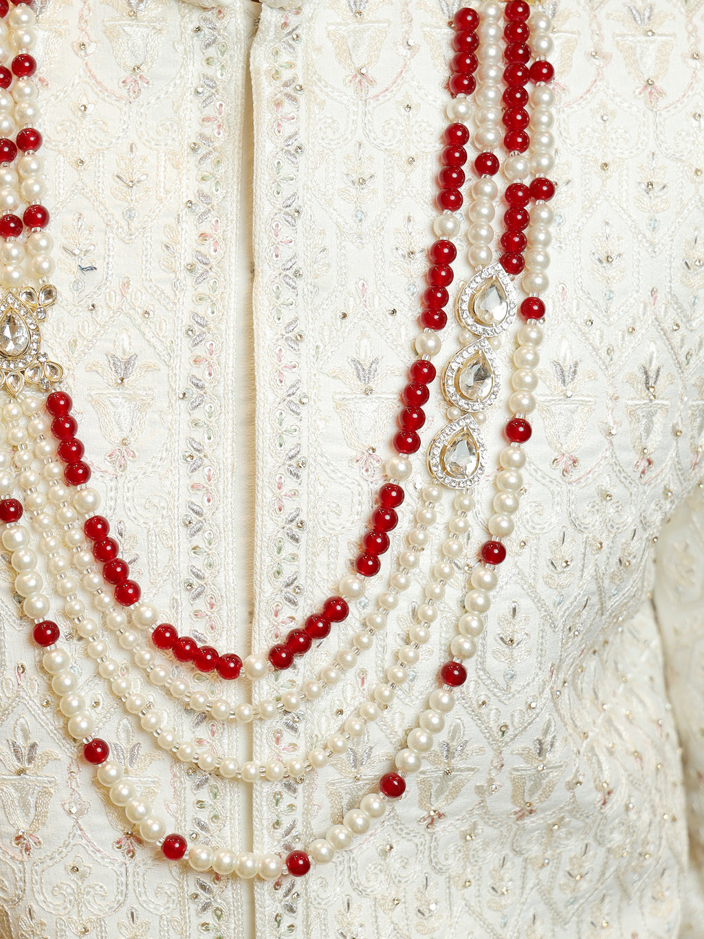 Crystalline Pearl Dance Mala with Ruby Highlights