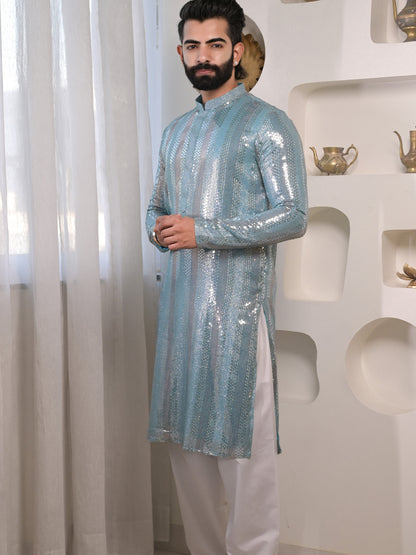 Rudra's Cyan Dream Delight Kurta Pajama