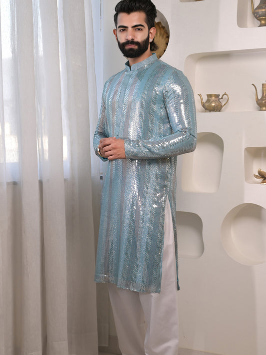 Rudra's Cyan Dream Delight Kurta Pajama