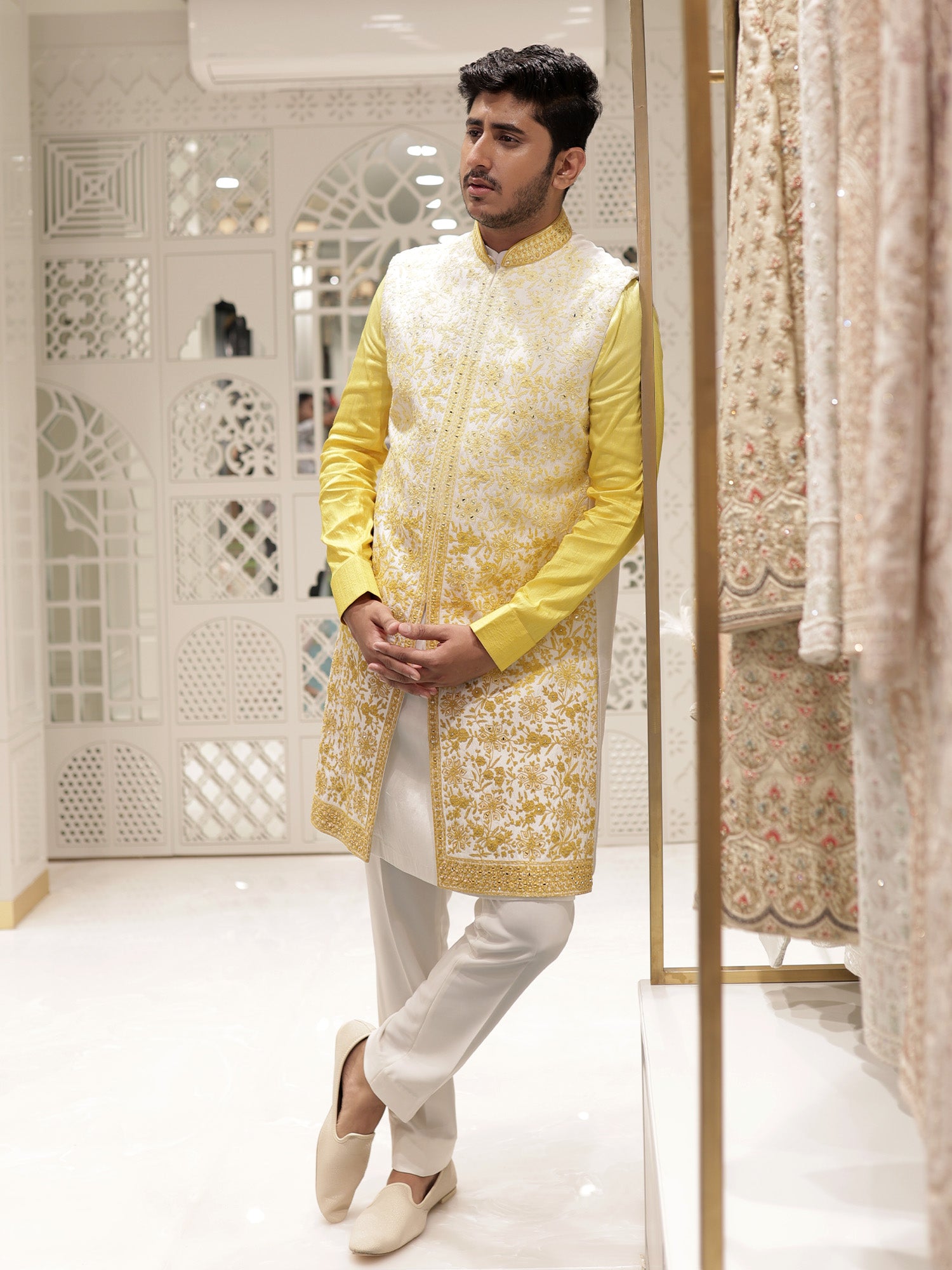 Mohit Yellow Shade Sherwani