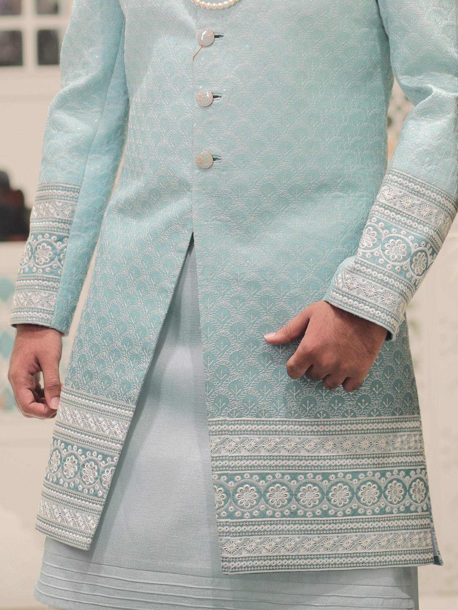 Mayank Light Blue Sherwani