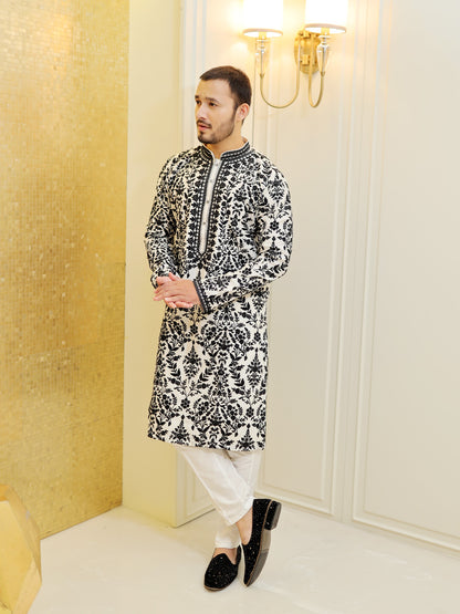 Maharaja's Monochrome Kurta Set