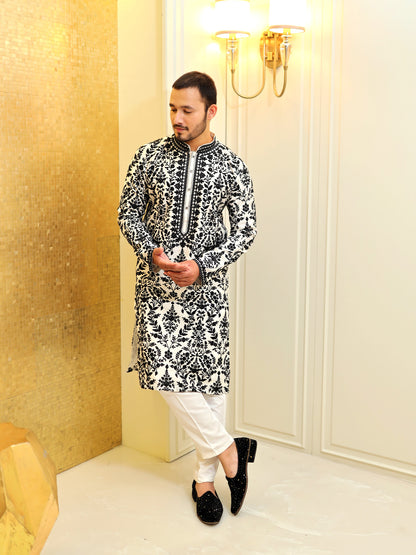 Maharaja's Monochrome Kurta Set