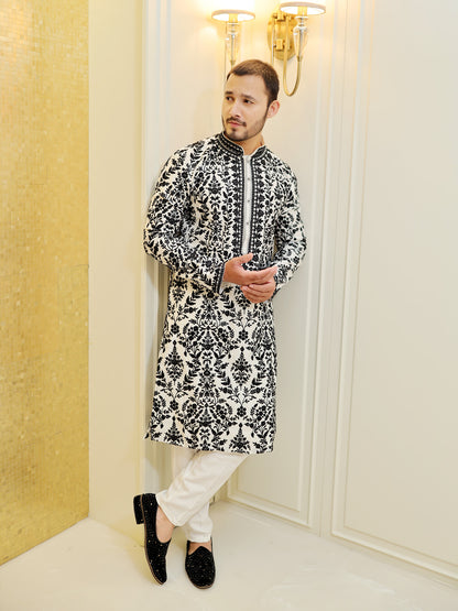 Maharaja's Monochrome Kurta Set