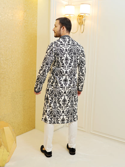 Maharaja's Monochrome Kurta Set