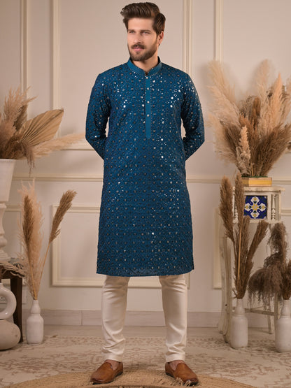 Pratham's Cobalt Cascade Kurta Pajama