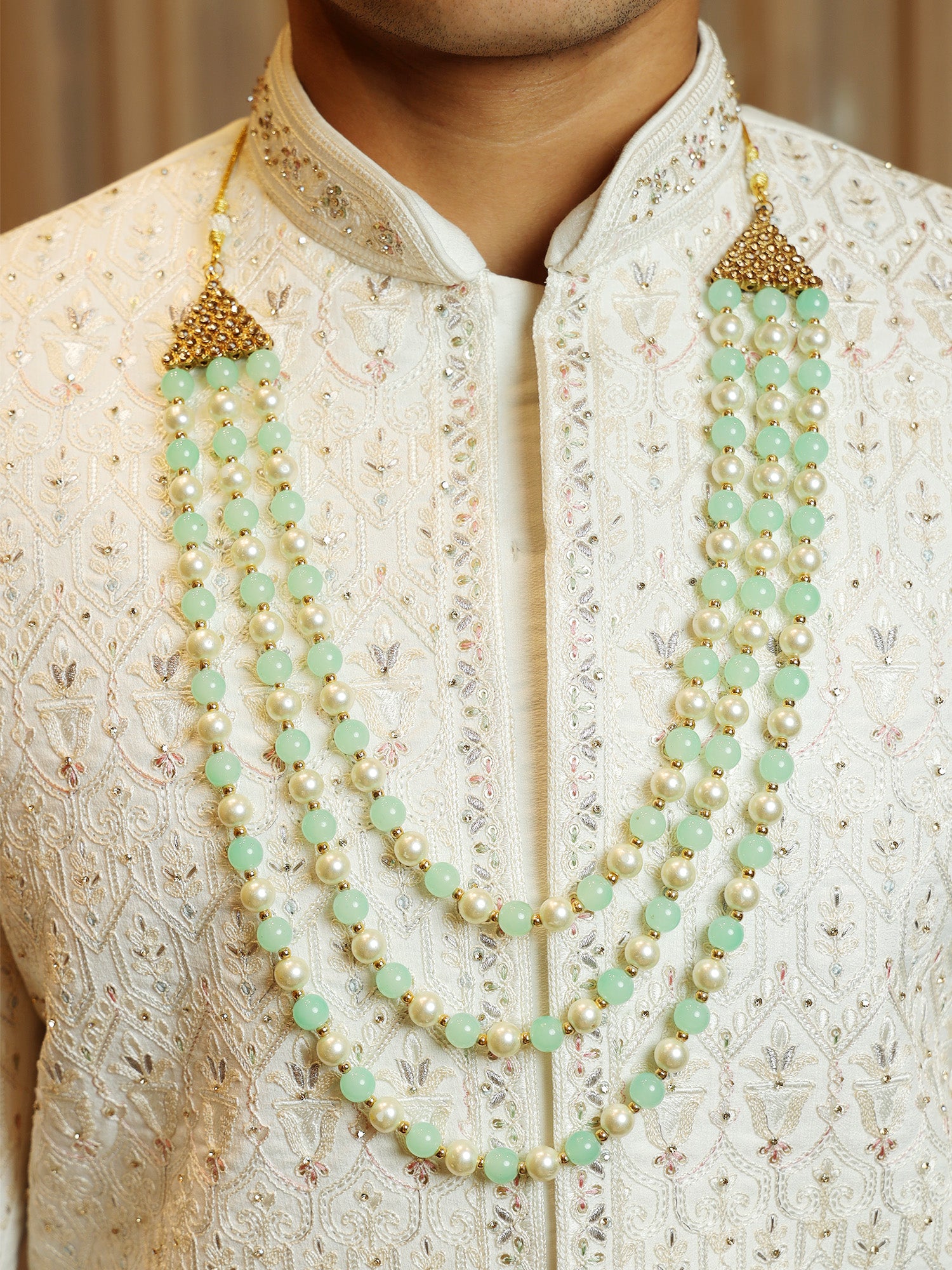 Triple-Strand Pearl & Jade Groom's Mala