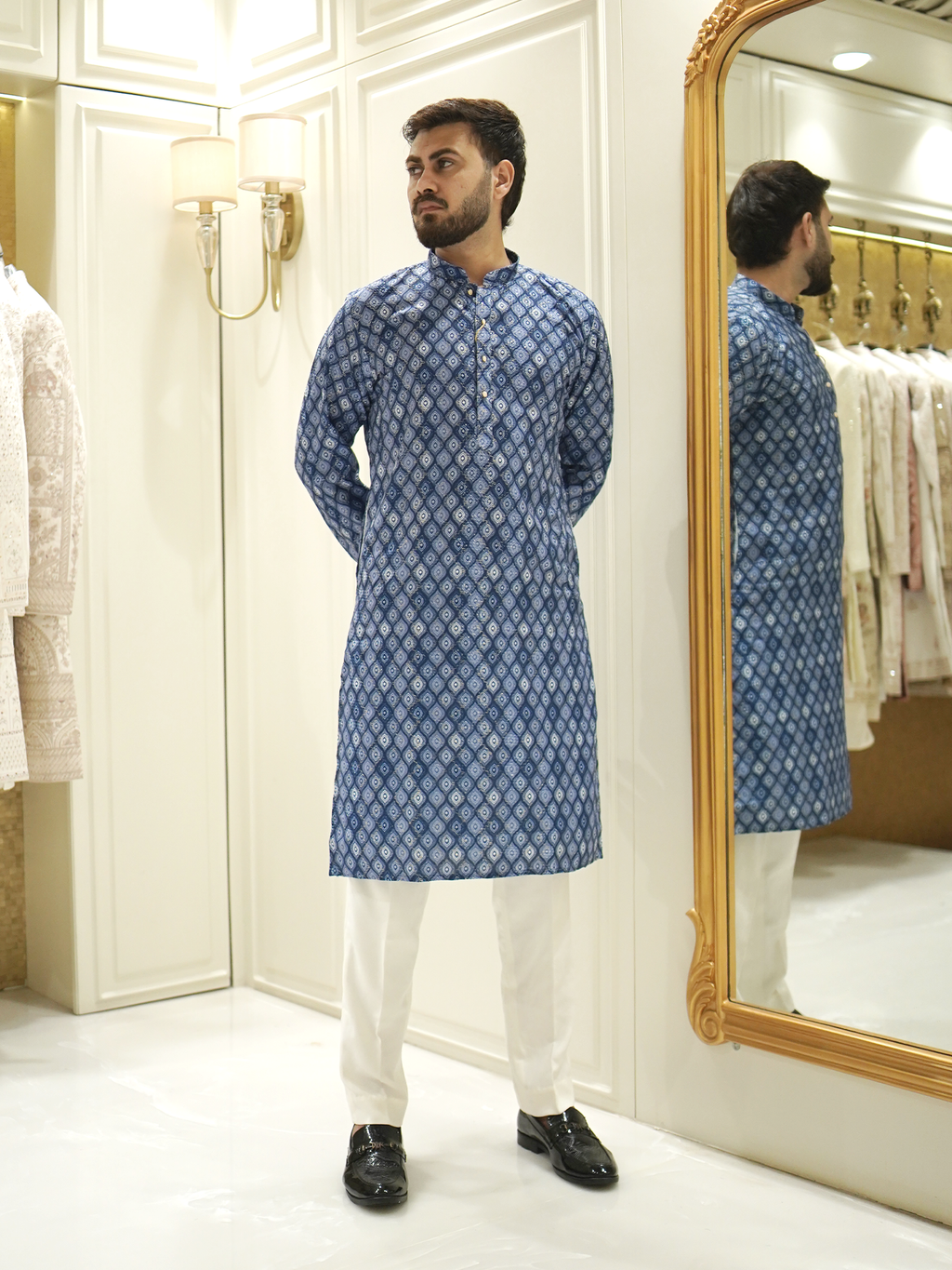Sapphire Lattice Kurta Set