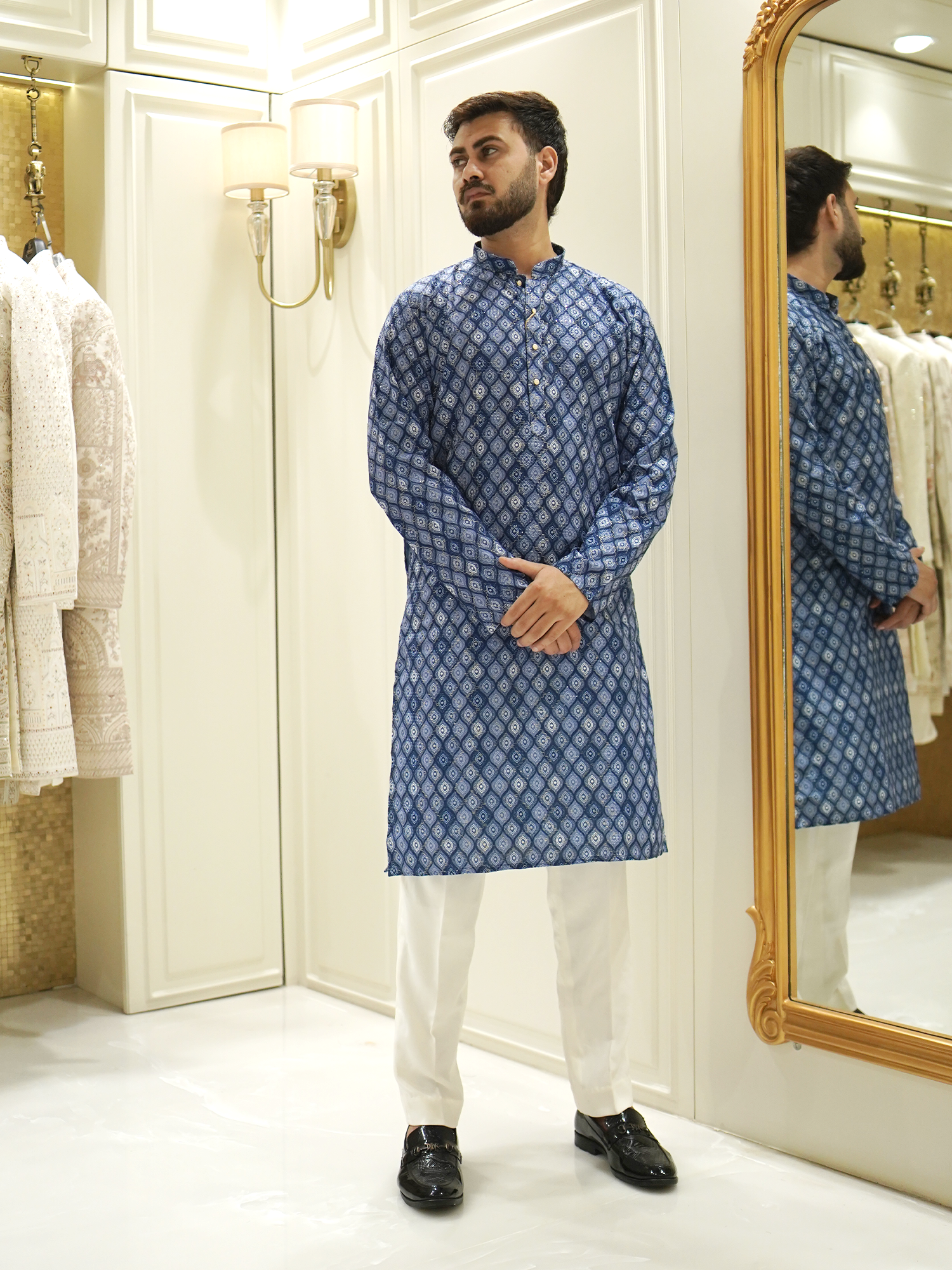 Sapphire Lattice Kurta Set