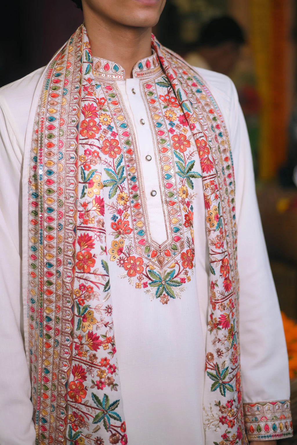 Regal White Silk Kurta Set With Dupatta