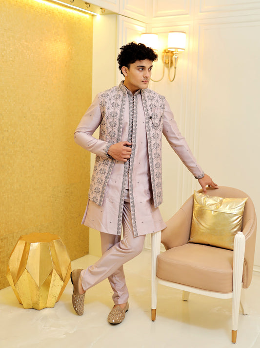 Pearl Mist Fusion Jodhpuri Suit