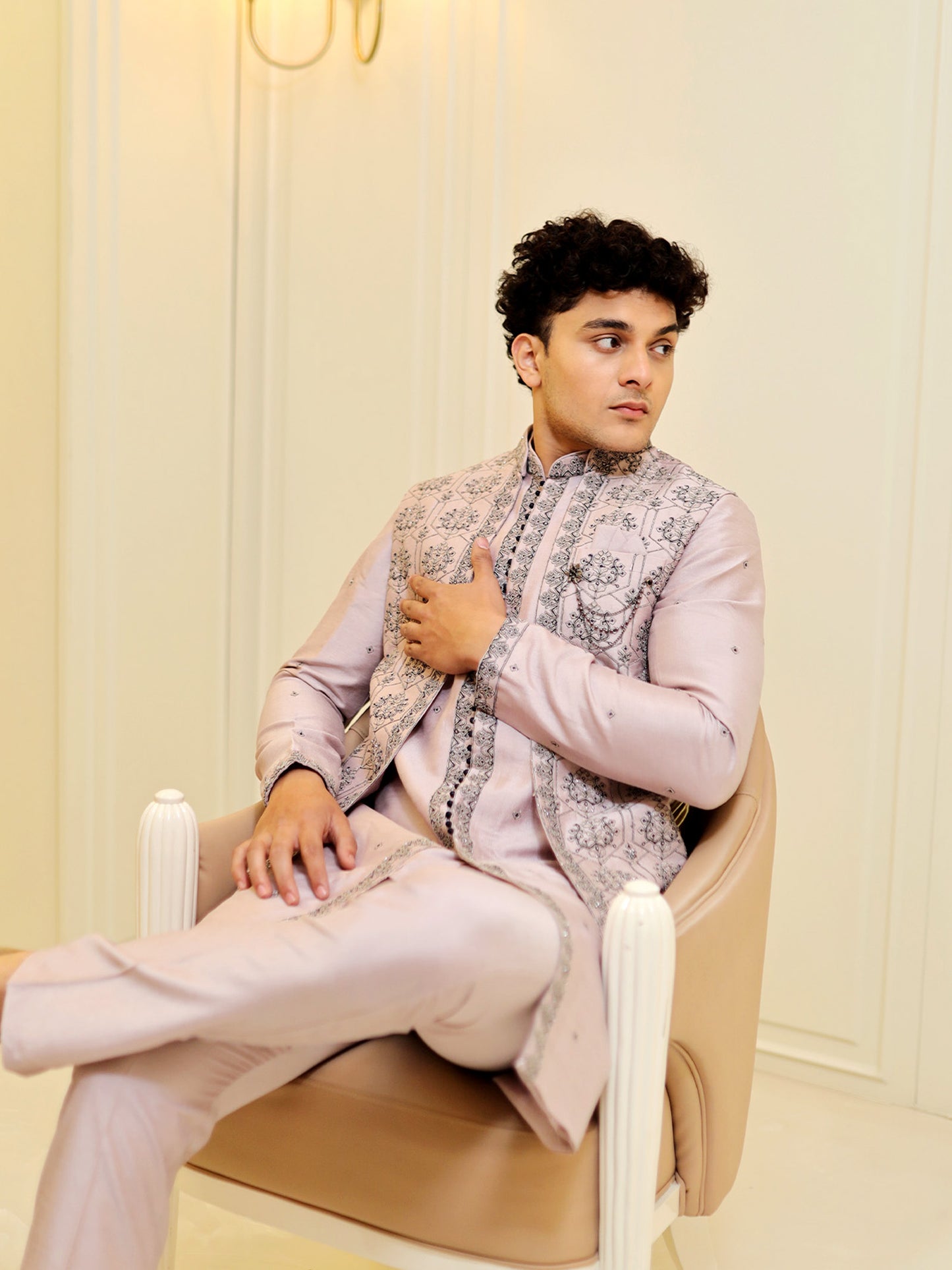 Pearl Mist Fusion Jodhpuri Suit