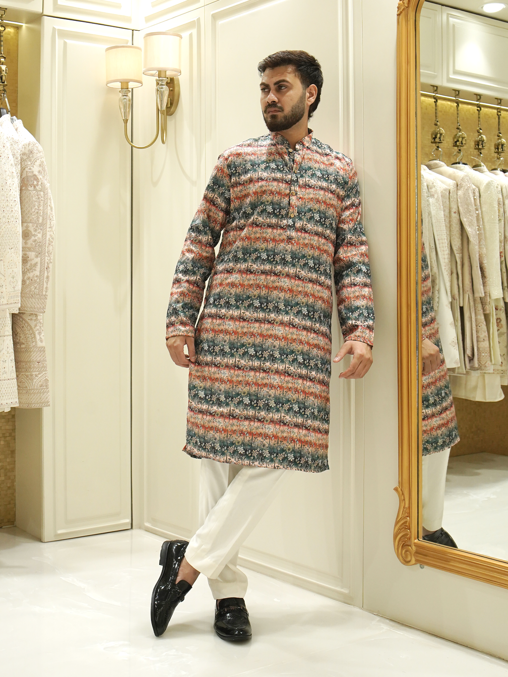 Maharaja Heritage Striped Elegance Kurta Set