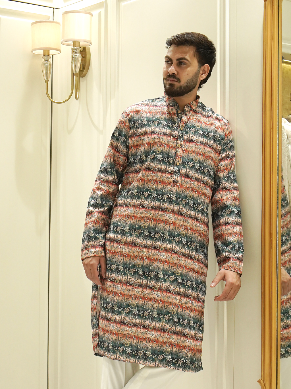 Maharaja Heritage Striped Elegance Kurta Set