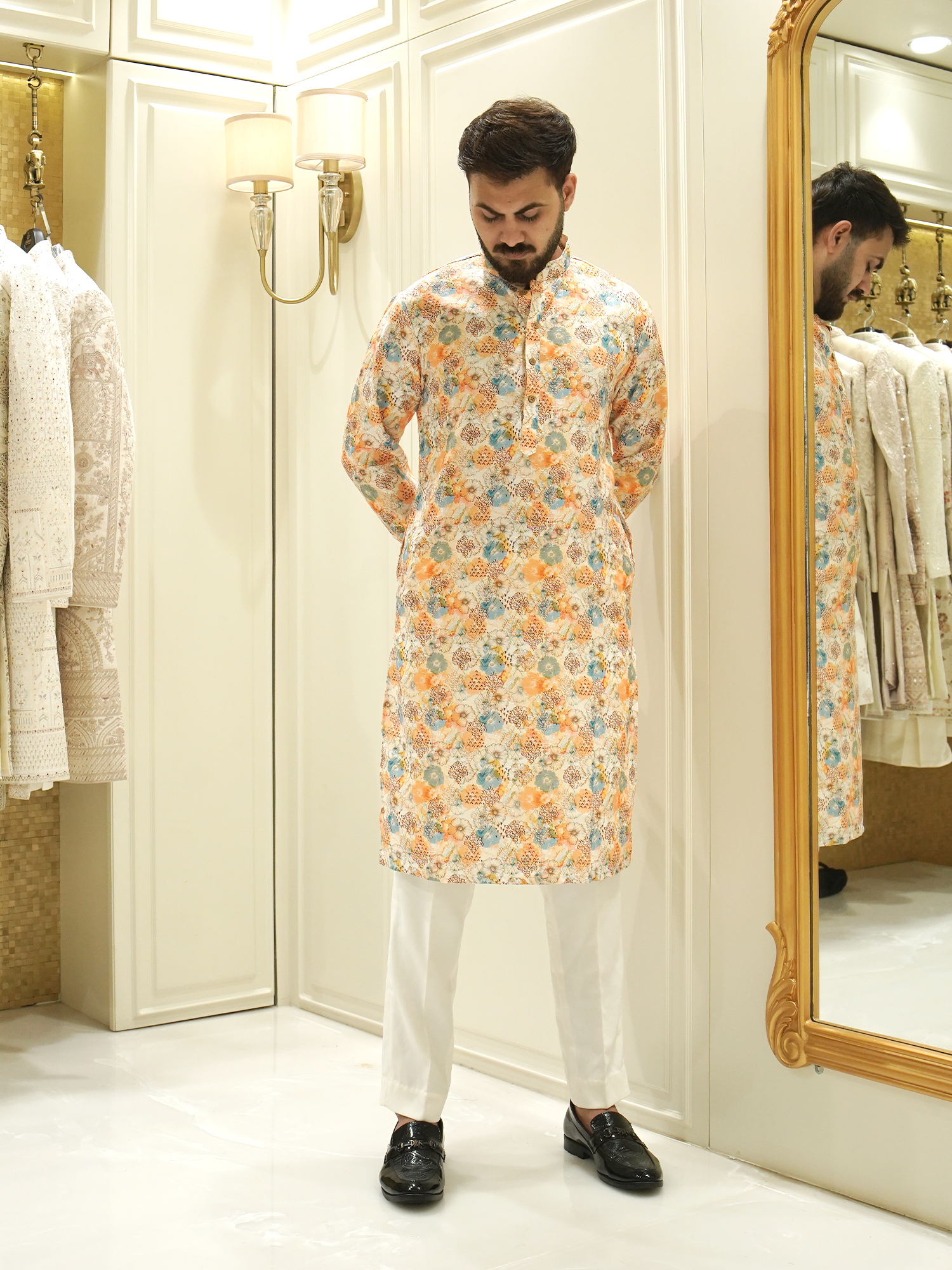 Mughal Garden Medallion Brocade Kurta Set