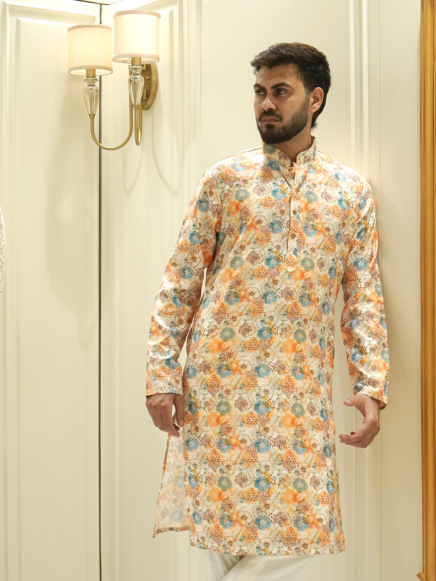 Mughal Garden Medallion Brocade Kurta Set