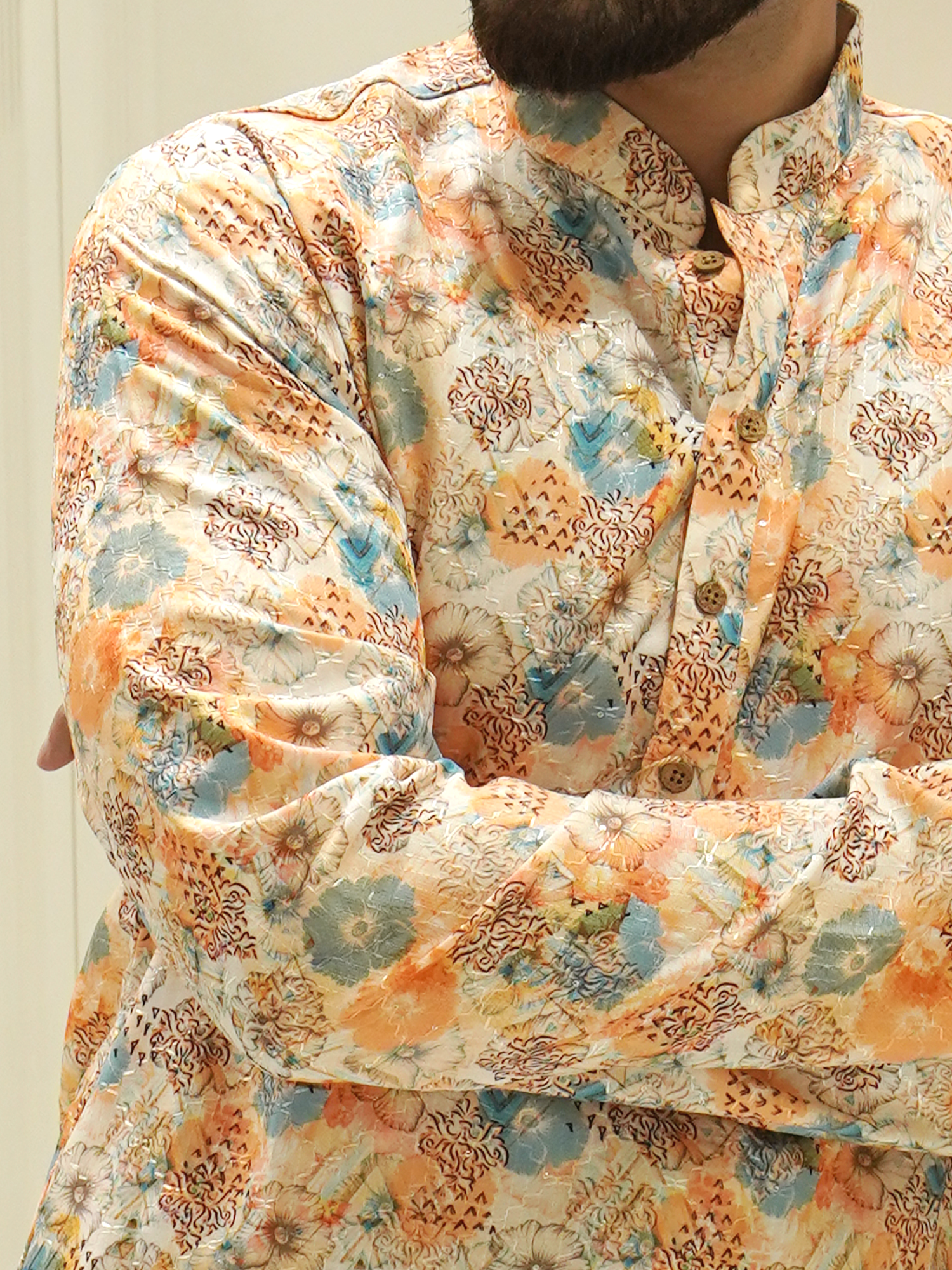 Mughal Garden Medallion Brocade Kurta Set