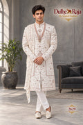 Ivory floral wedding sherwani - Dulhe Raja Bhopal design 2629-S2