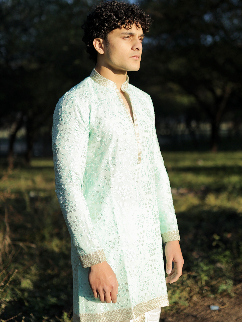 Sahil Vibrant Citrine Kurta with White Dhoti