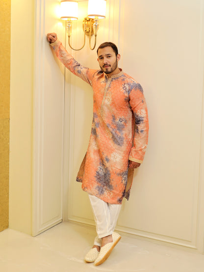 Coral Cloud Symphony Kurta Set