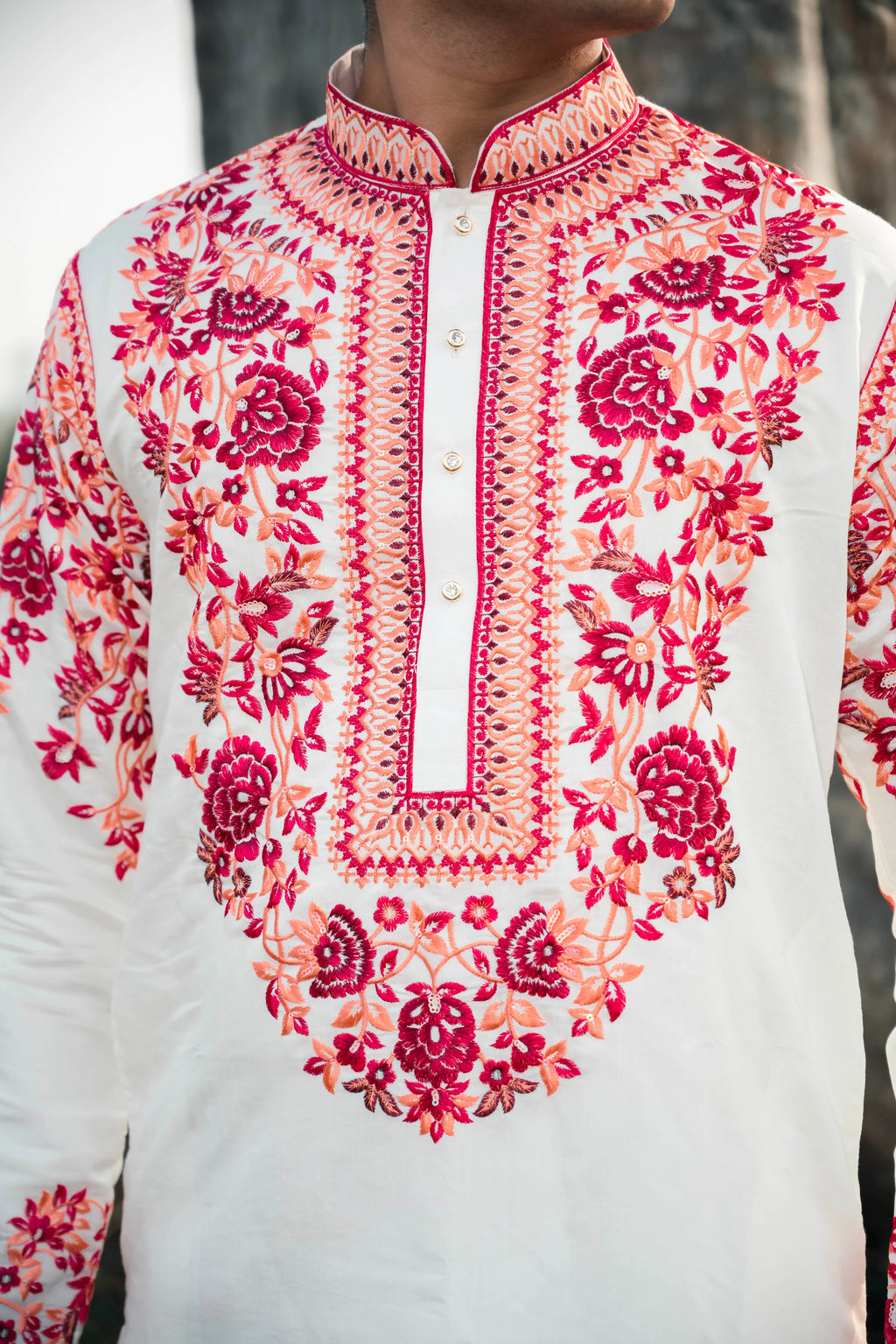 Classic Off White Floral Kurta Set