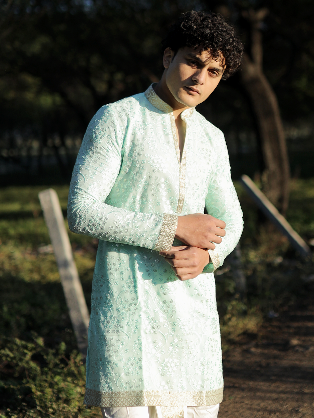 Sahil Vibrant Citrine Kurta with White Dhoti