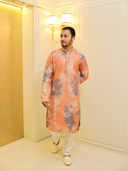 Coral Cloud Symphony Kurta Set