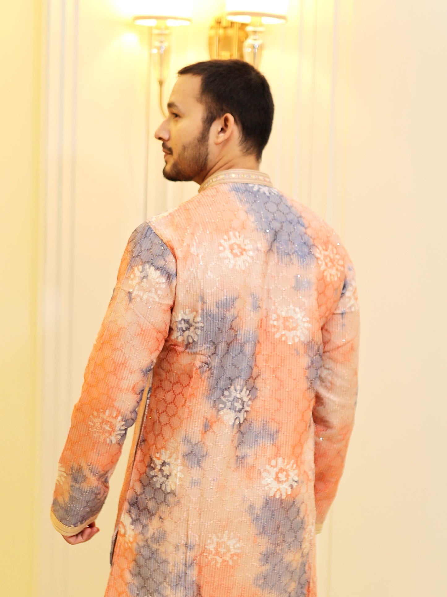 Coral Cloud Symphony Kurta Set