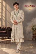 Pista belted drape wedding sherwani - Dulhe Raja Bhopal design 2631-PISTA