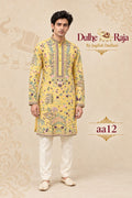 Yellow printed festive kurta set - Dulhe Raja Bhopal design aa12