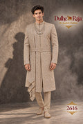 Beige draped wedding sherwani - Dulhe Raja Bhopal design 2616-KP