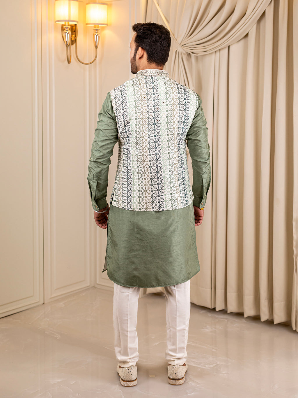 Aditya's Green Glory Kurta Pajama with Jacket