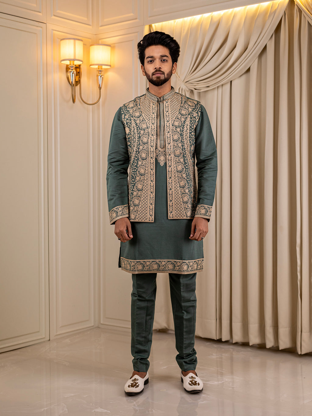 Kabir's Enigmatic Evergreen Kurta Pajama with Jacket