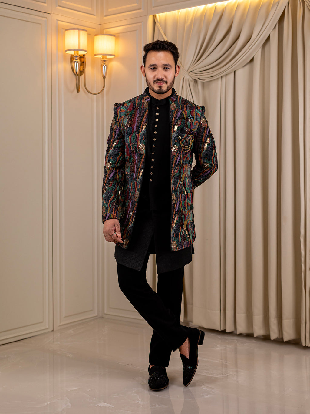 Midnight Majesty Indo Wester Suit