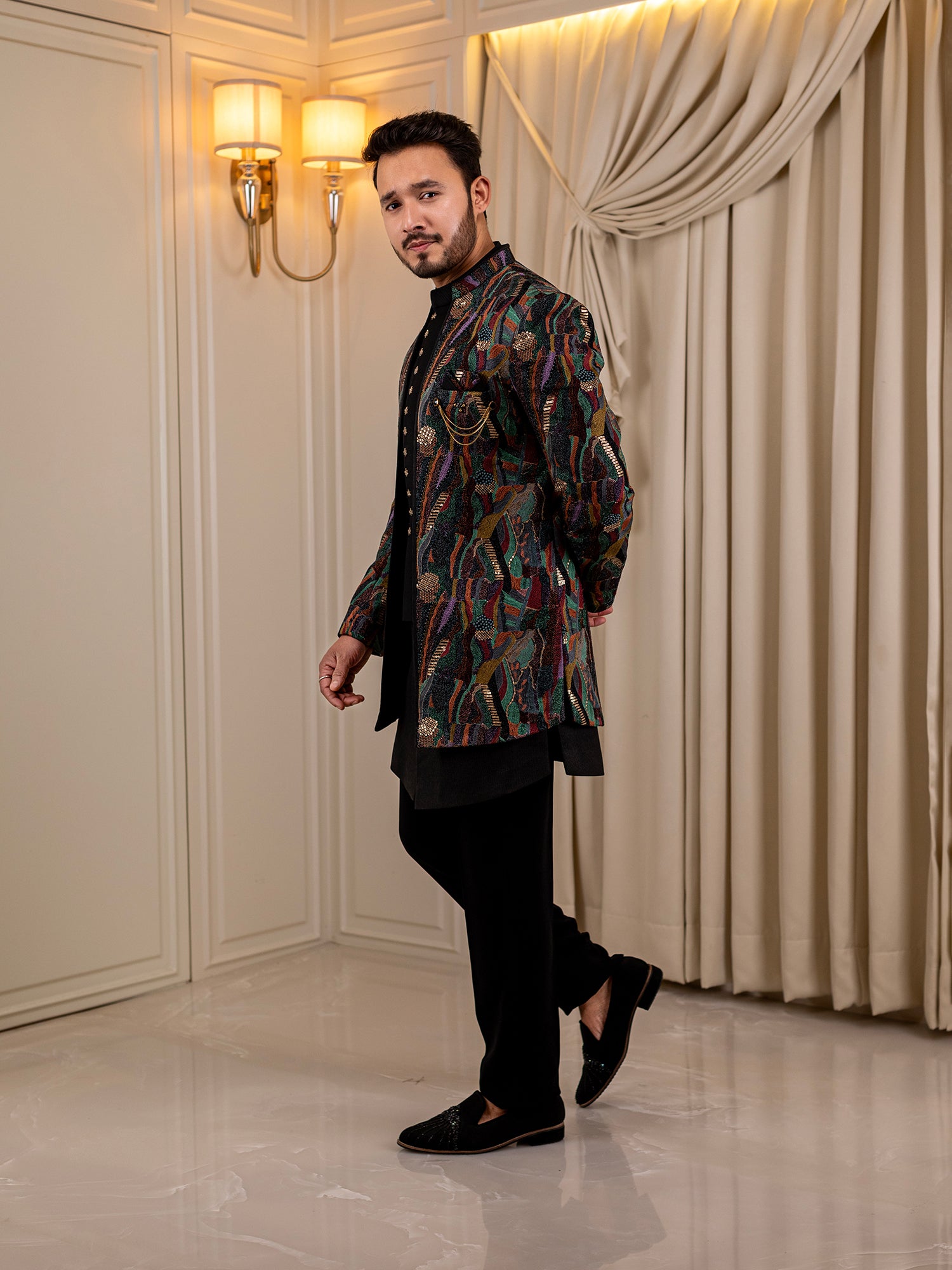 Midnight Majesty Indo Wester Suit