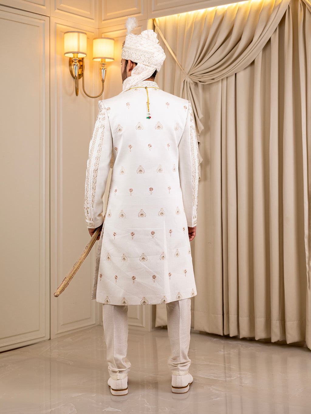 Rishi's Radiant White Sherwani