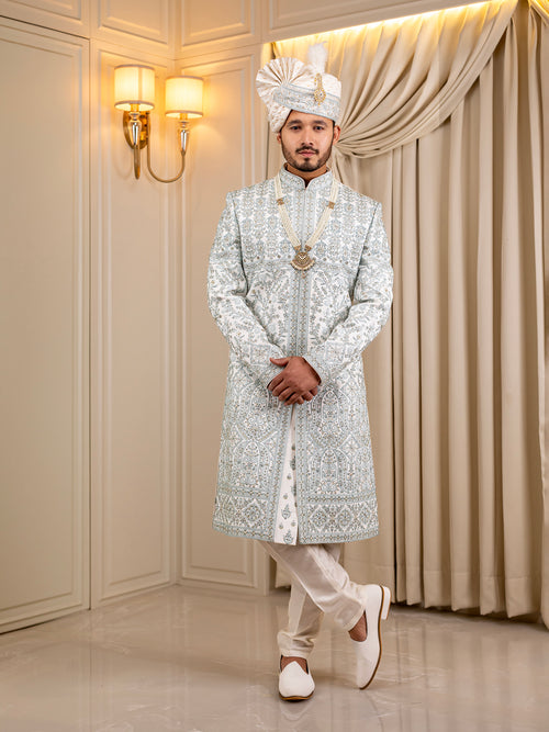 Ajay's Zenith White Zephyr Sherwani